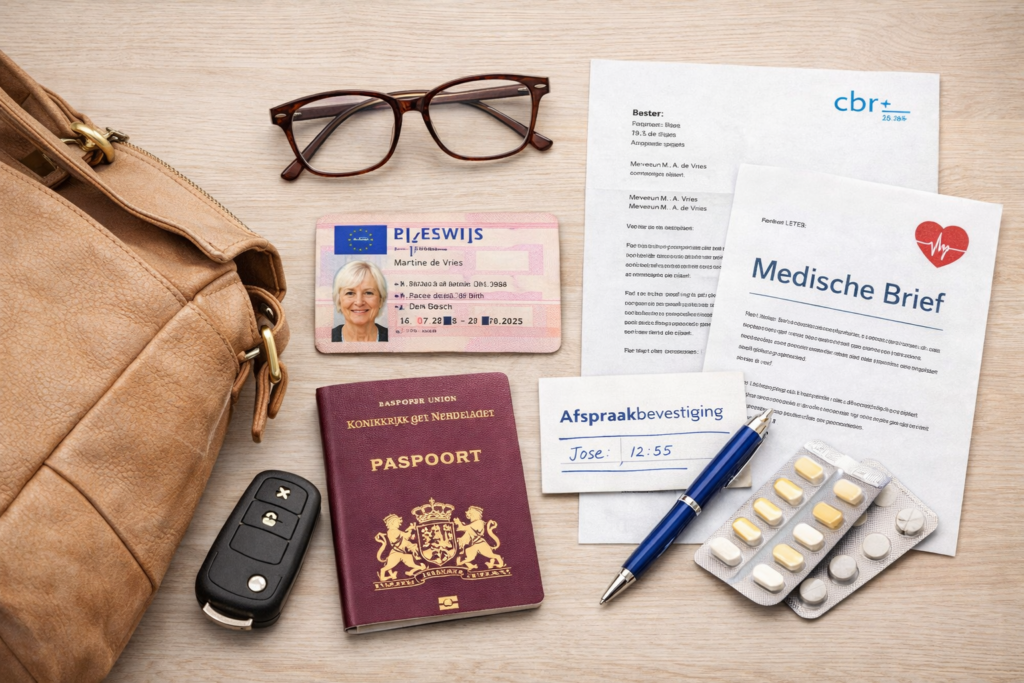 Wat moet ik meenemen naar een 75+ rijbewijskeuring